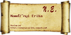 Naményi Erika névjegykártya